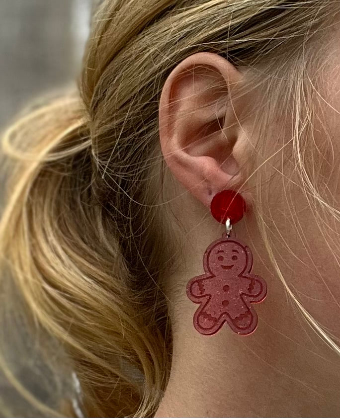 Dangle Gingerbread Man Earrings