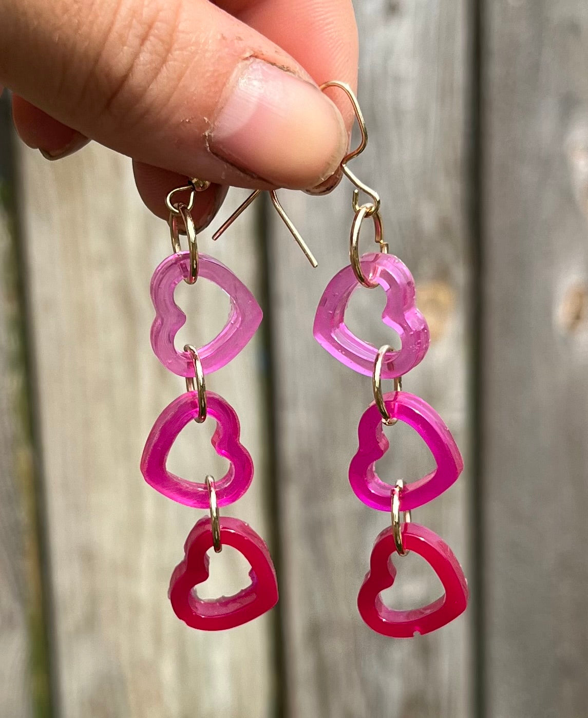 Dangling Ombre Heart Earrings