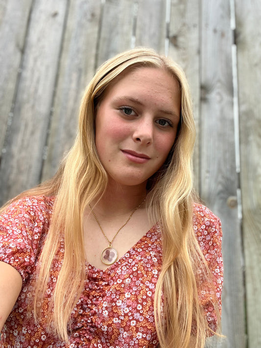Gold Dusty Pink Bloom Necklace