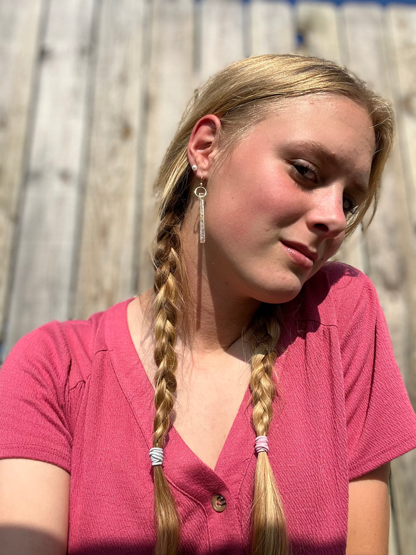 Gold Flake Column Earrings