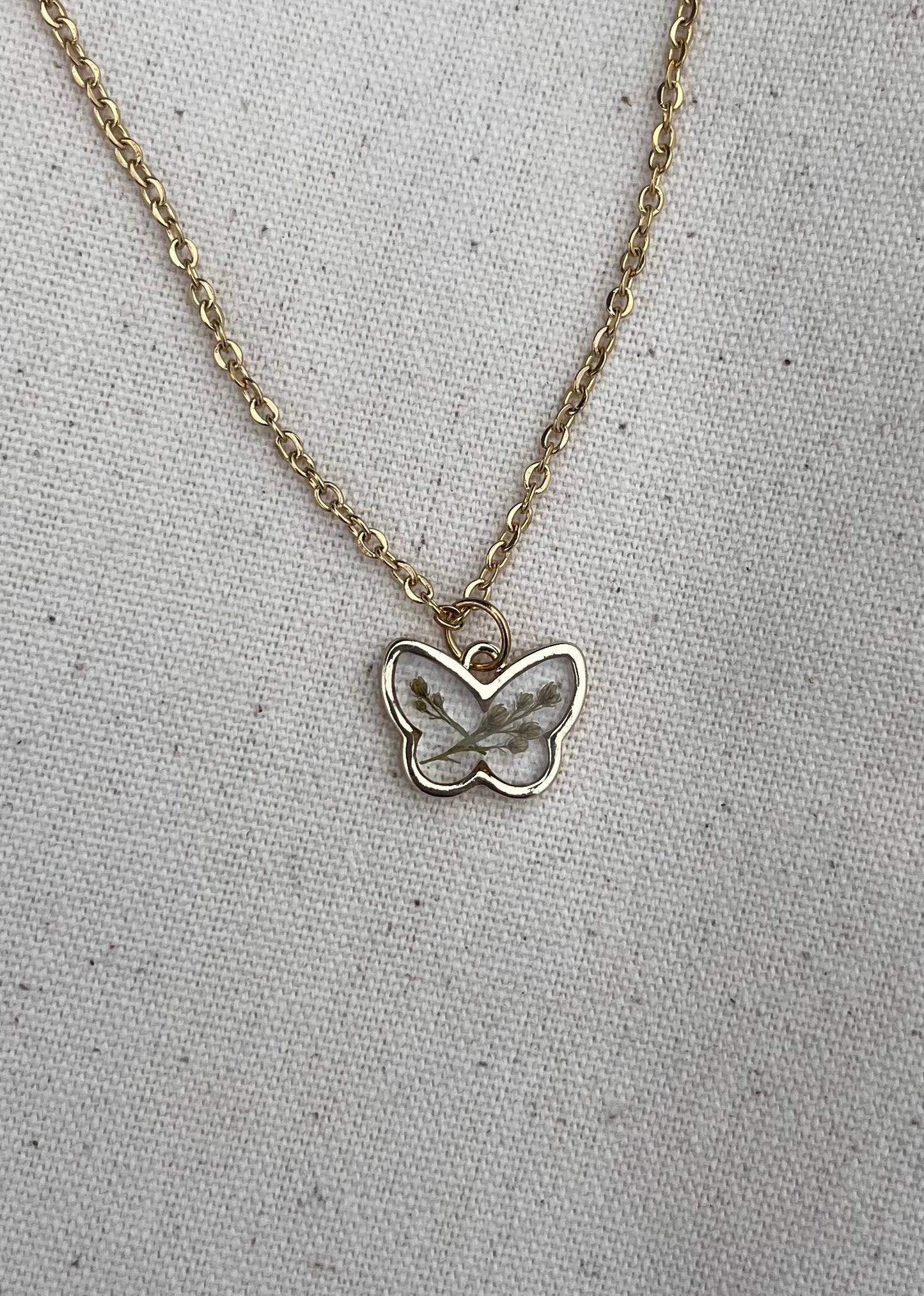 Golden Rod Butterfly Necklace