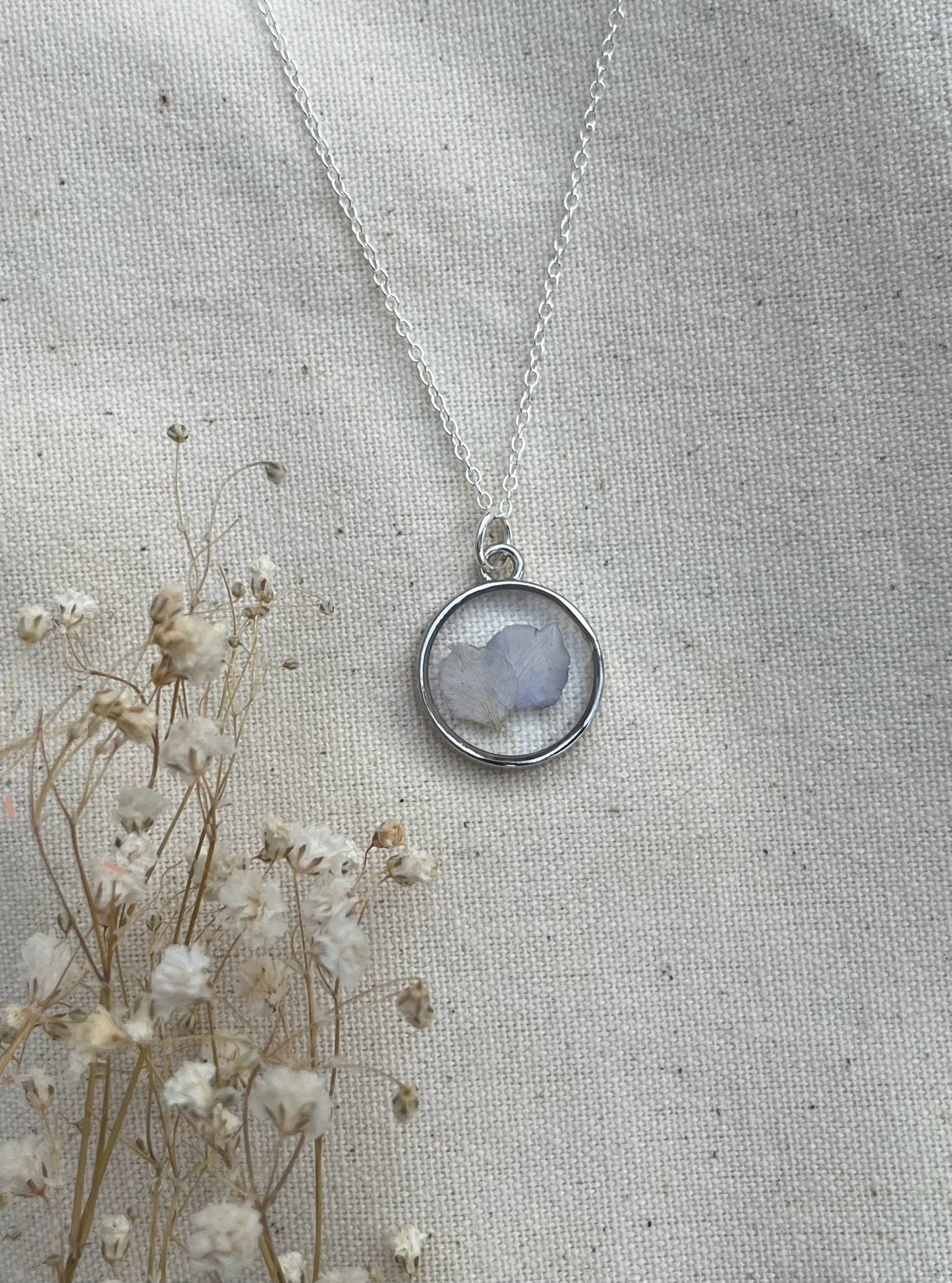 July Larkspur Necklace in Silver