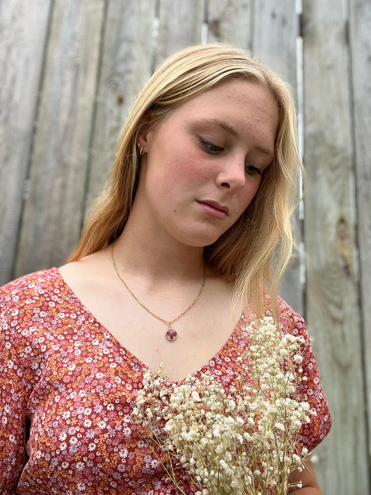 Lil Gold Dusty Pink Bloom Necklace