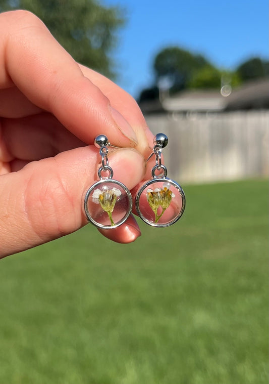 Little White Dangle Stud Earrings