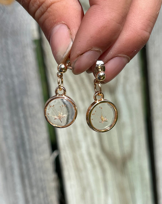 Mini White Tiarella Flower Earrings