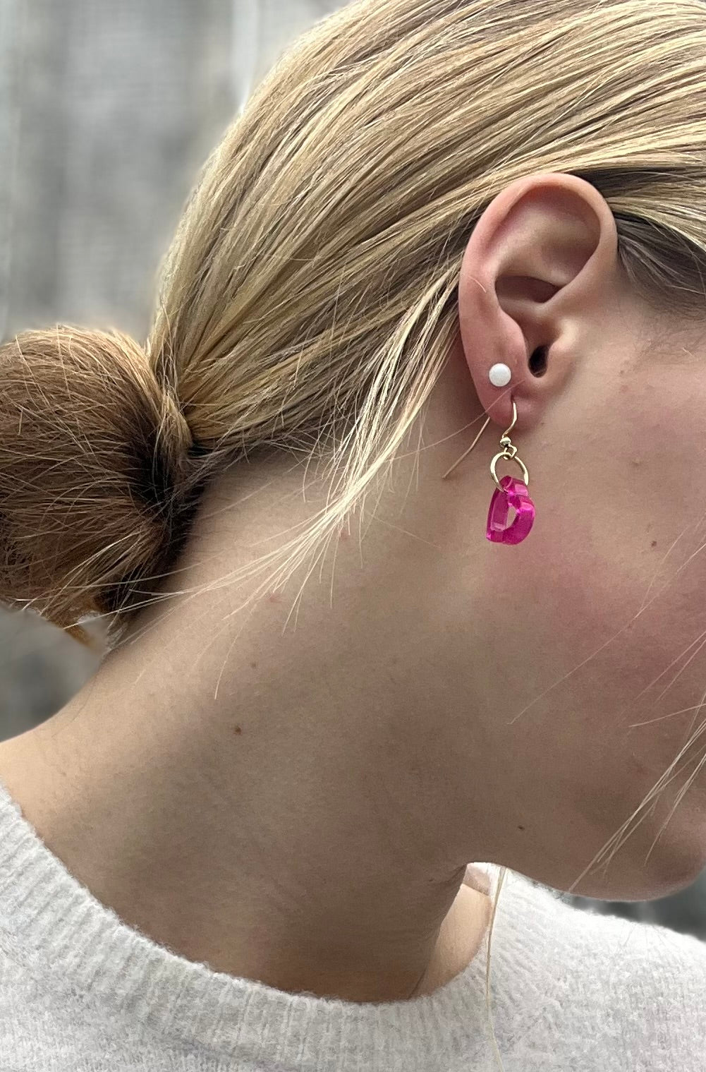Pink Candy Heart Earrings