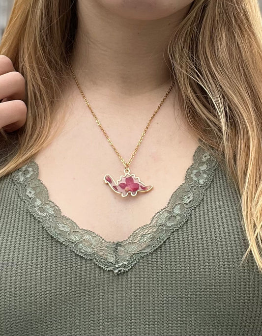 Rose Dinosaur Necklace