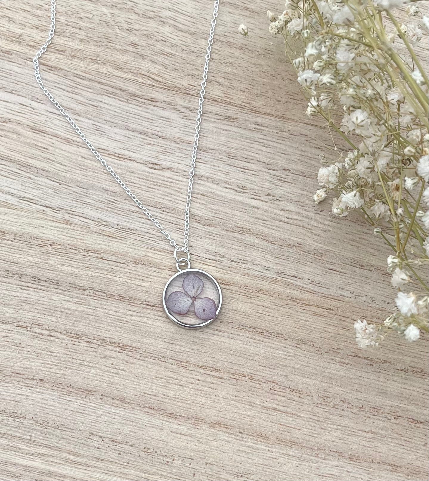 Silver Dusty Pink Bloom Necklace
