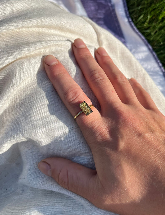 White Blossom Rectangle Ring
