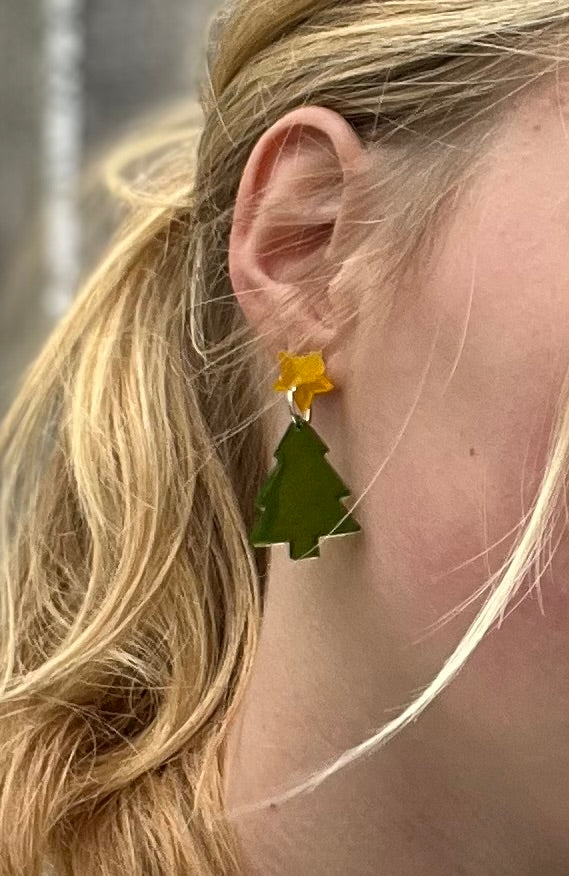 Dangle Christmas Tree Earrings