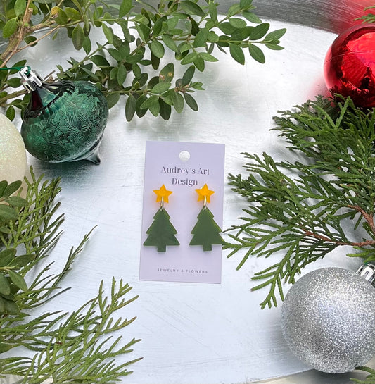 Dangle Christmas Tree Earrings