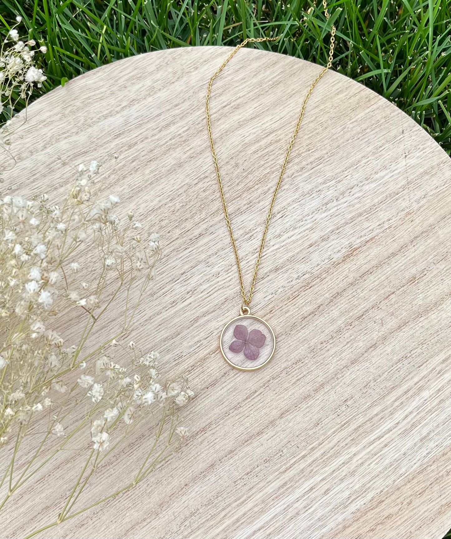 Gold Dusty Pink Bloom Necklace