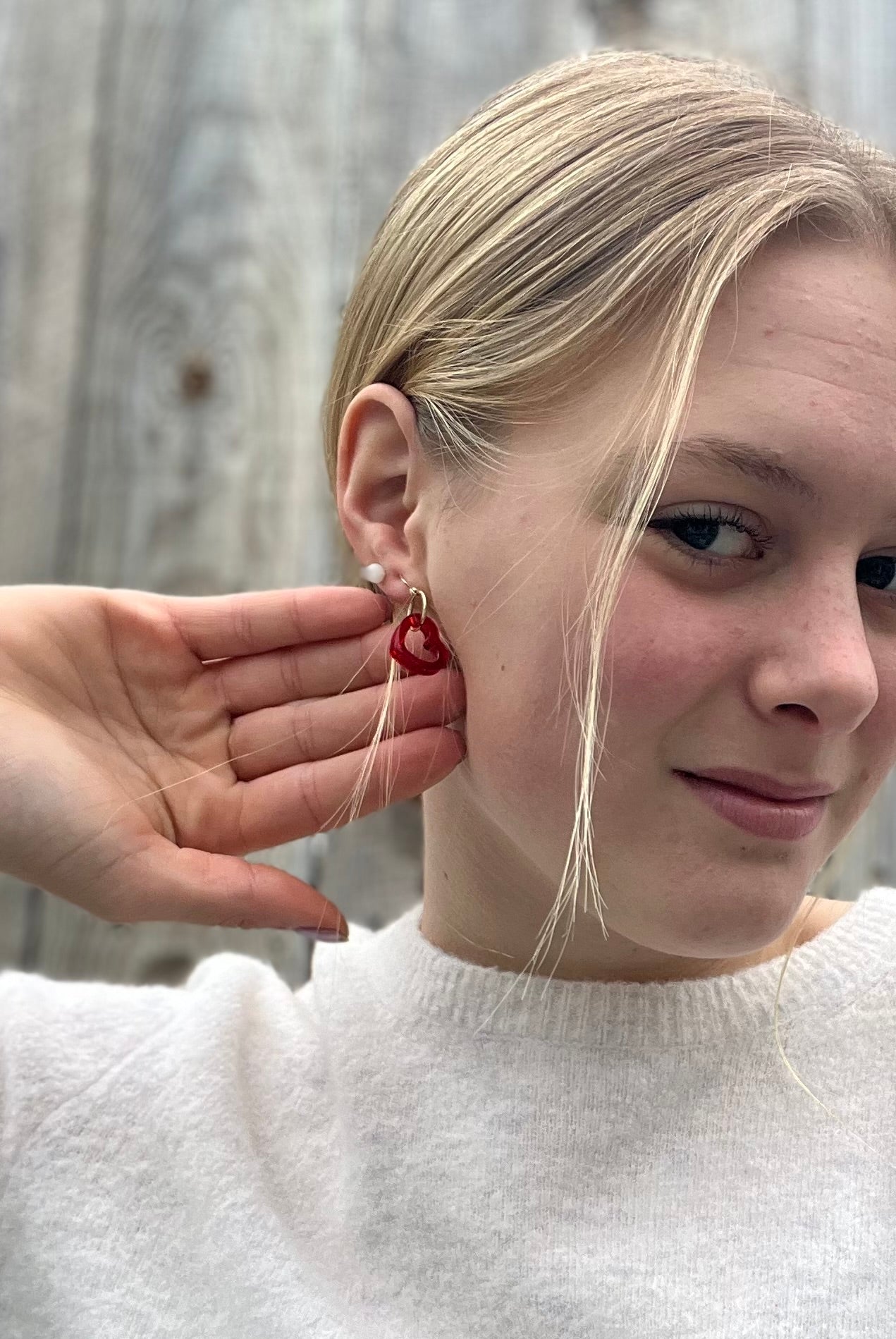 Ruby Red Heart Earrings