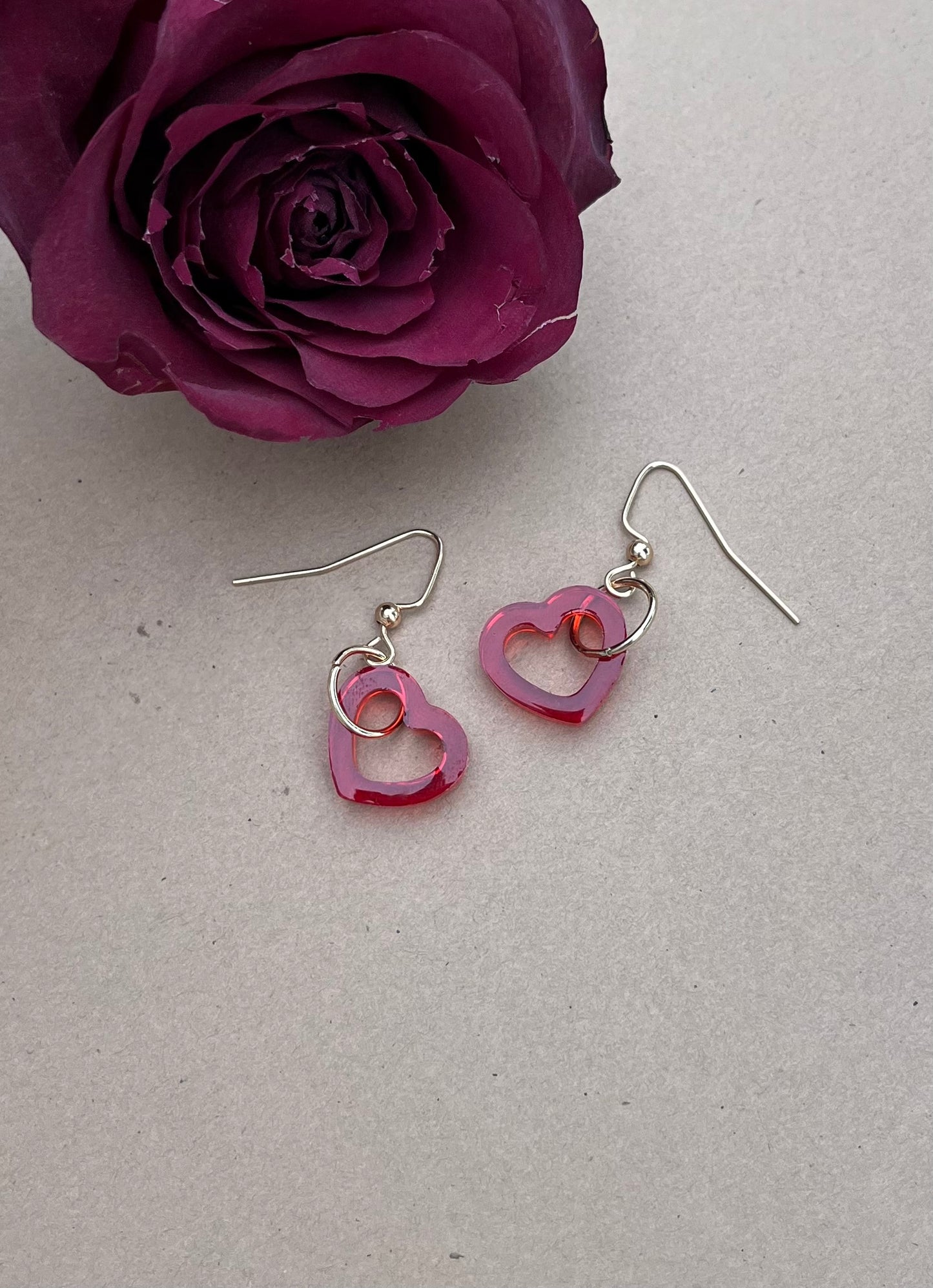 Ruby Red Heart Earrings