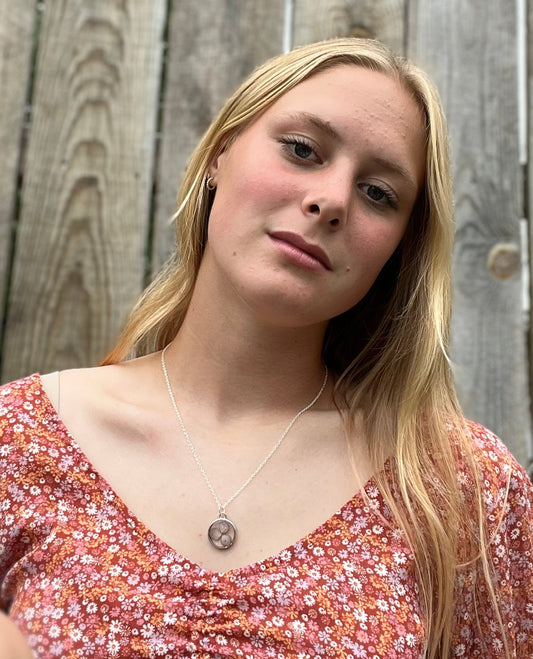 Silver Dusty Pink Bloom Necklace